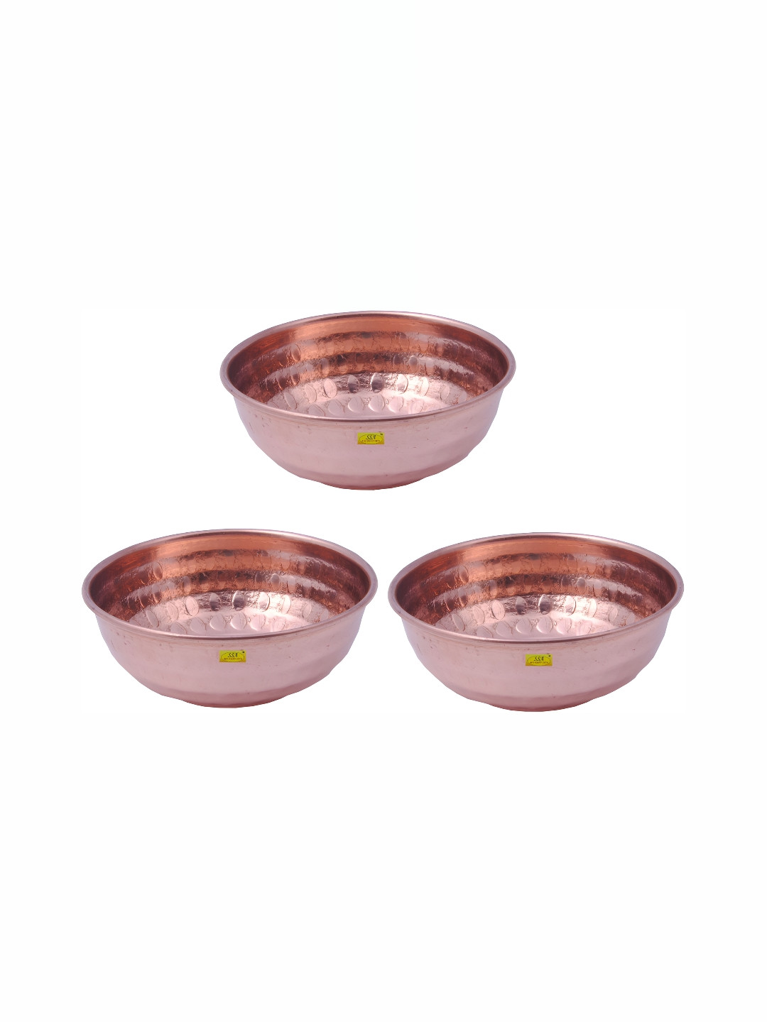 Shivshakti Arts Brown 3 Pieces Copper Glossy Bowls 125 ml