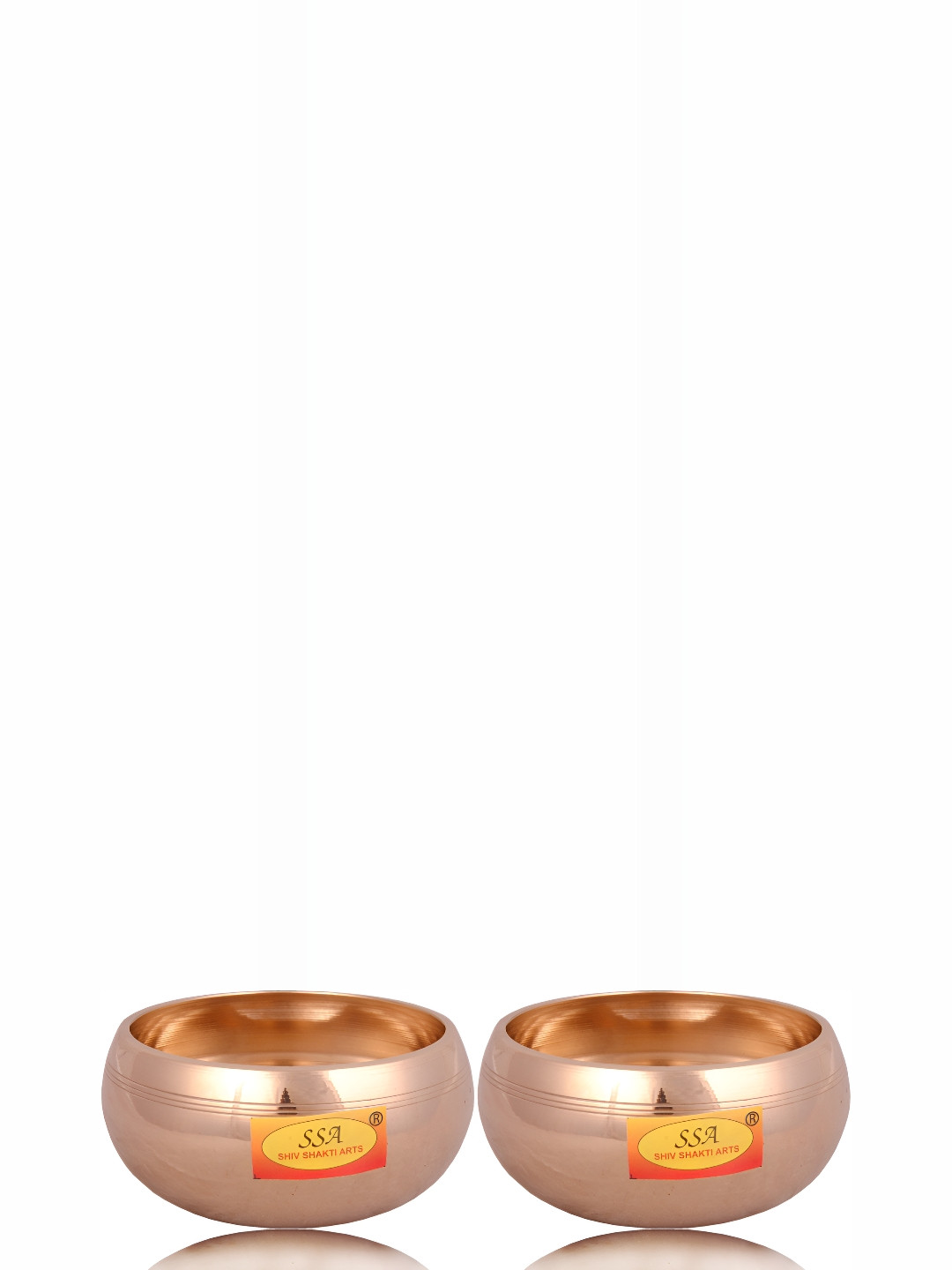 Shivshakti Arts Gold-Toned & 2 Pieces Glossy Pure Bronze Kansa Singing Bowls 500 ml