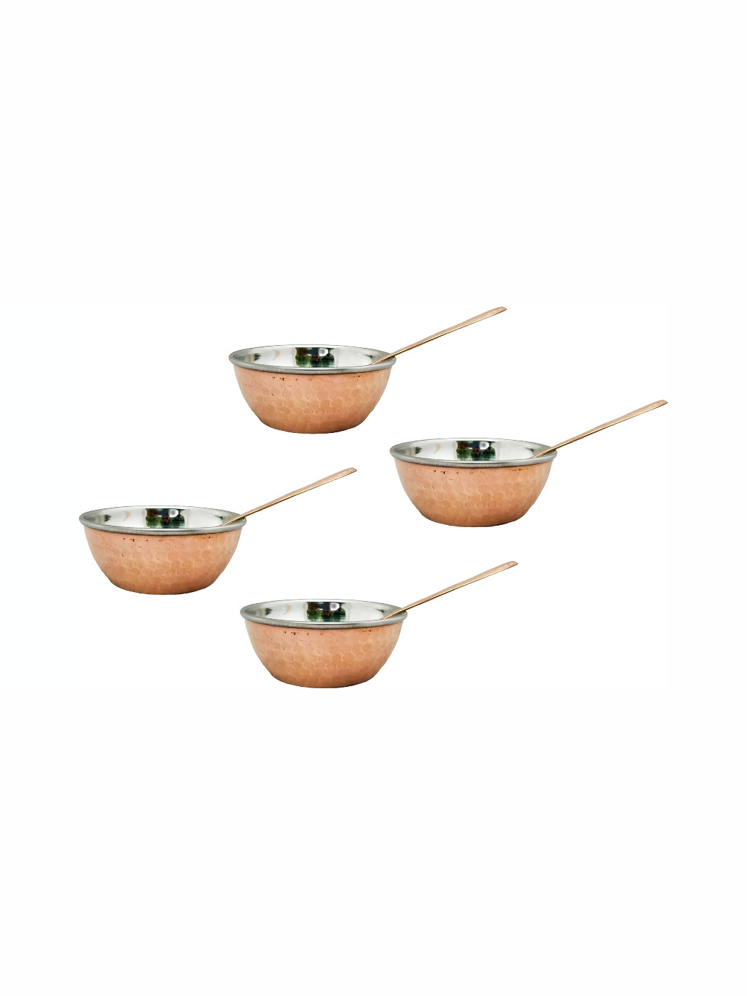 Shivshakti Arts 8 Pieces Copper Glossy Bowl with Spoon