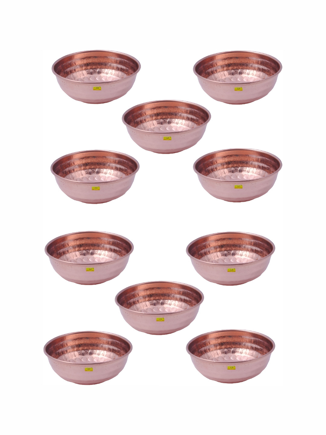Shivshakti Arts Brown 10 Pieces Copper Glossy Bowls