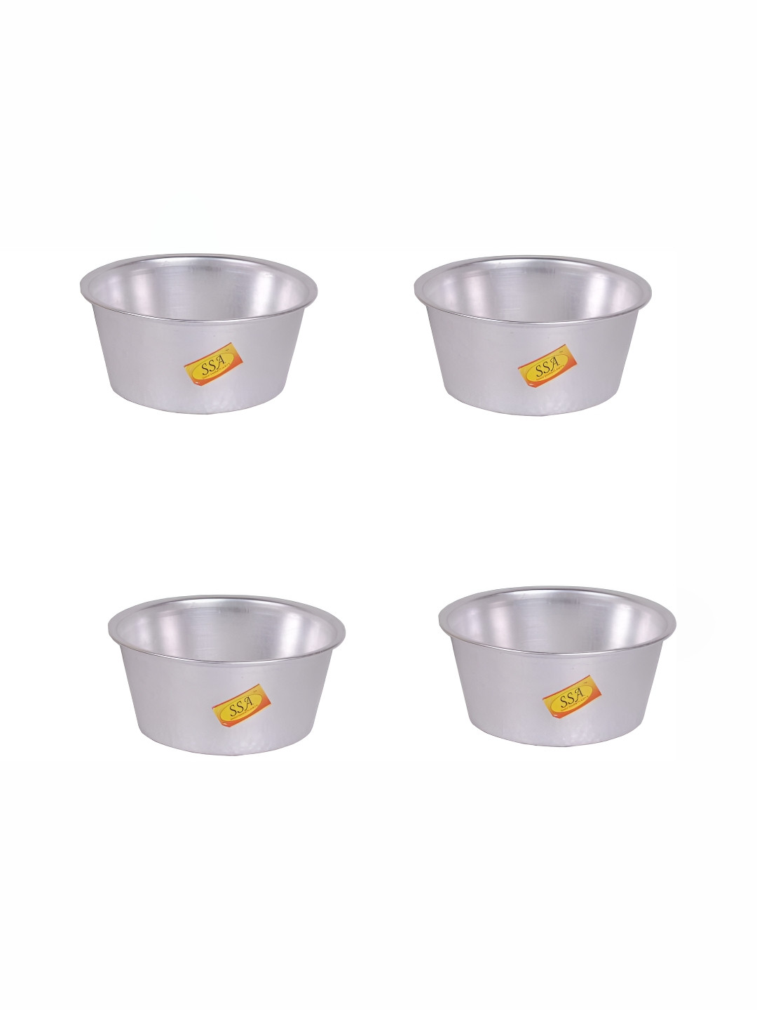 Shivshakti Arts Silver-Toned 4 Pieces Aluminum Glossy Bowls 1.3 ml Each
