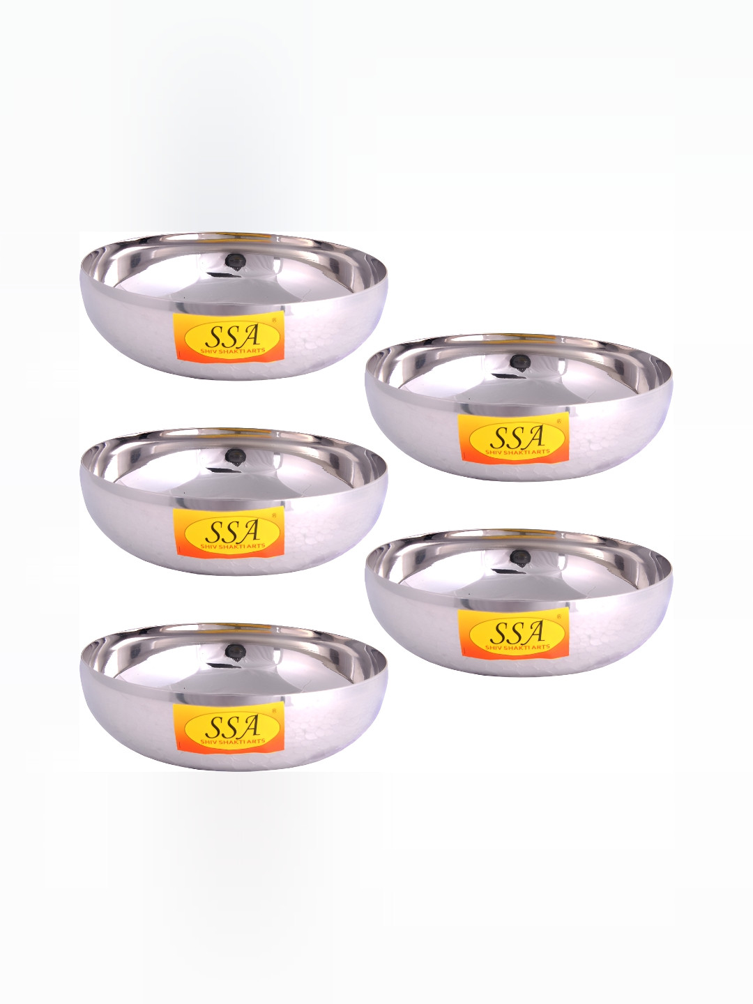 Shivshakti Arts Silver-Toned 5 Pieces Stainless Steel Glossy Bowls