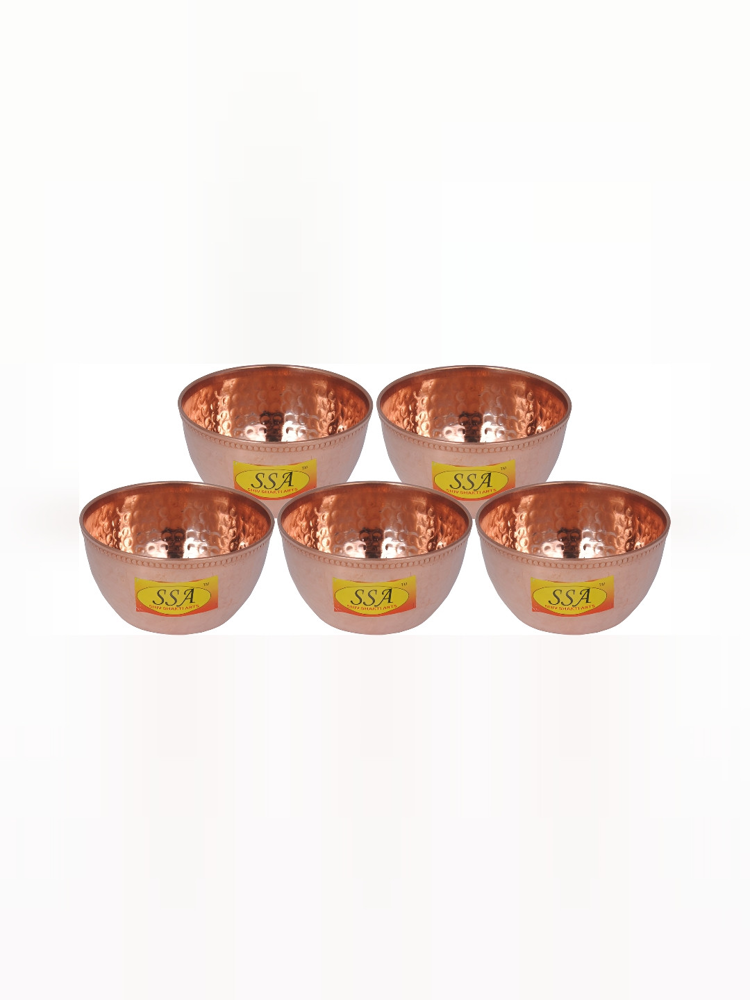 Shivshakti Arts Brown 5 Pieces Copper Glossy Katori Bowls
