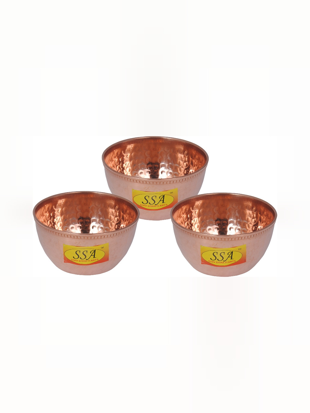 Shivshakti Arts 3 Pieces Copper Glossy Bowls 150 ml Each