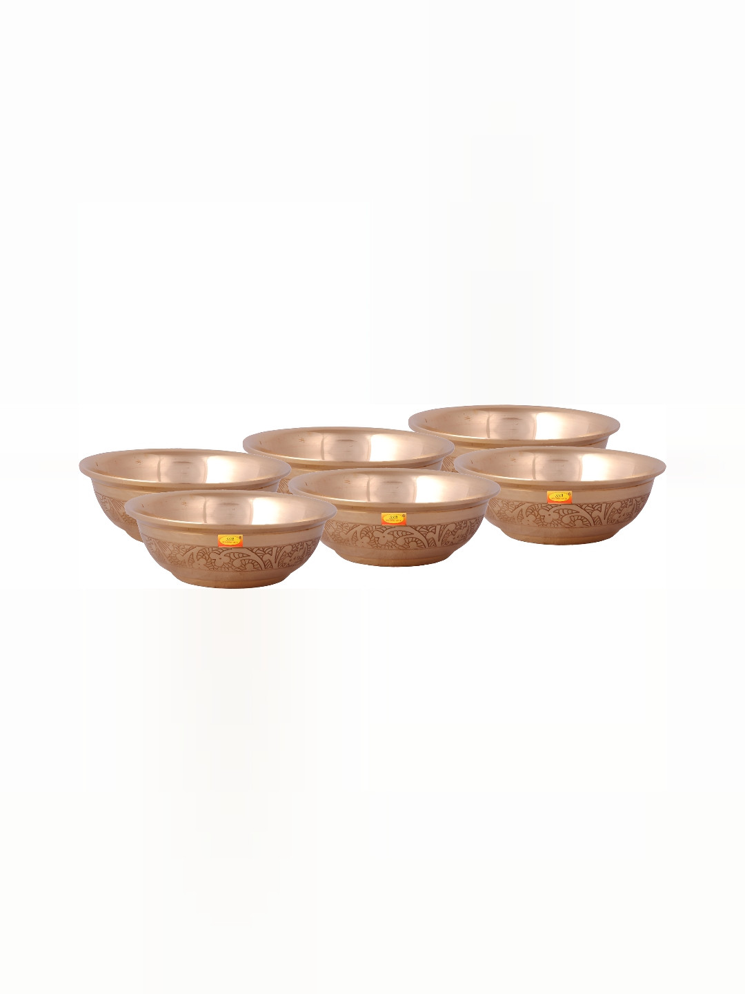 Shivshakti Arts Gold Toned 6 Pieces Glossy Brass Bowls