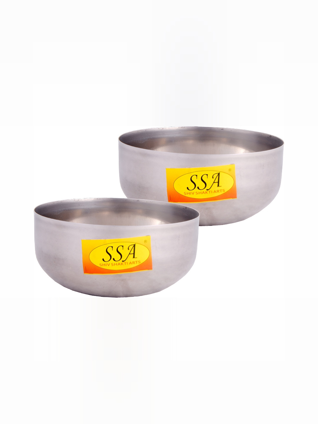 Shivshakti Arts Silver-Toned 2 Pieces Stainless Steel Glossy Mixing Bowls 300 ml