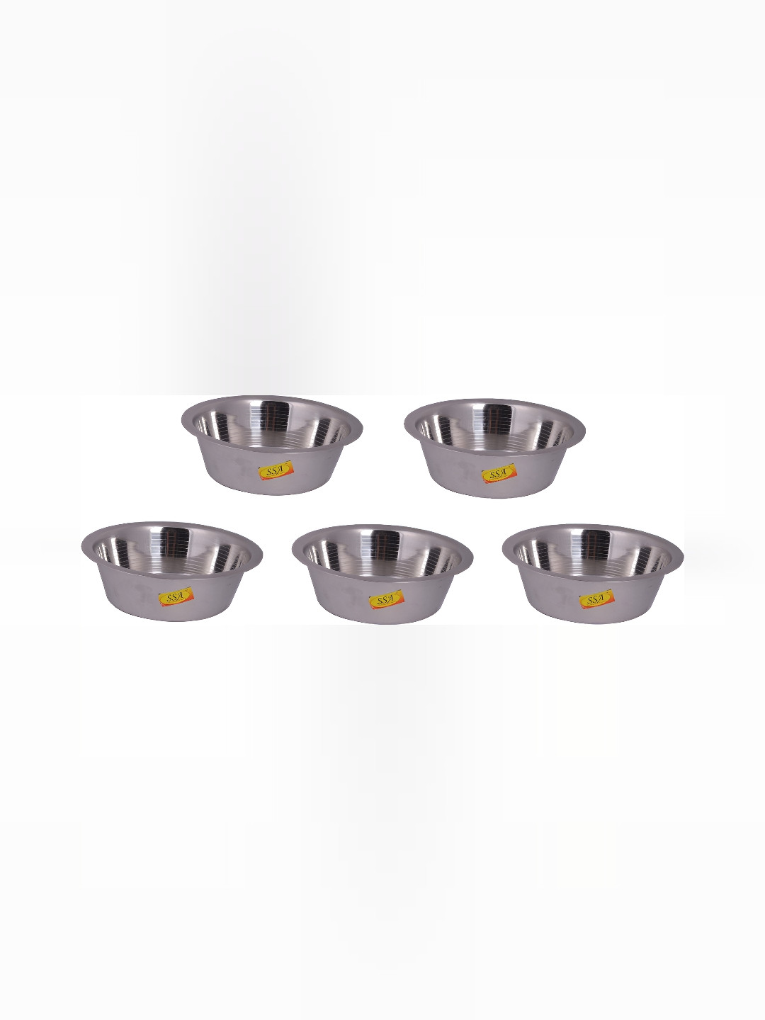 Shivshakti Arts Silver-Toned 5 Pieces Stainless Steel Glossy Bowls