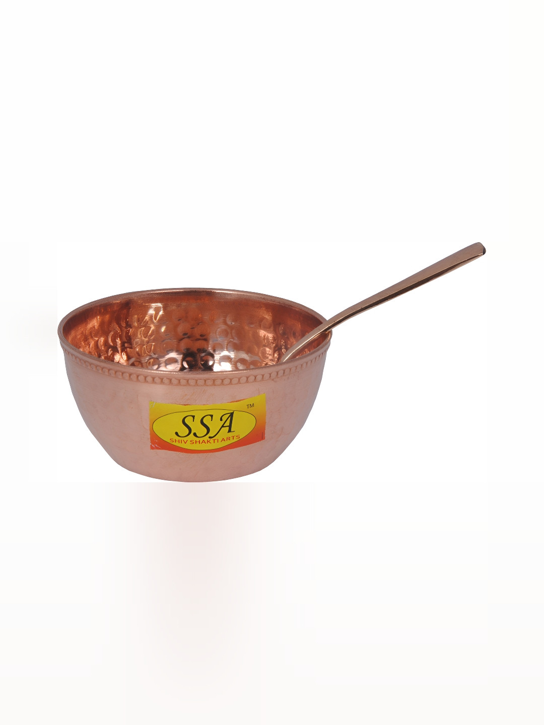 Shivshakti Arts 2 Pieces Pure Copper Glossy Bowl With Spoon