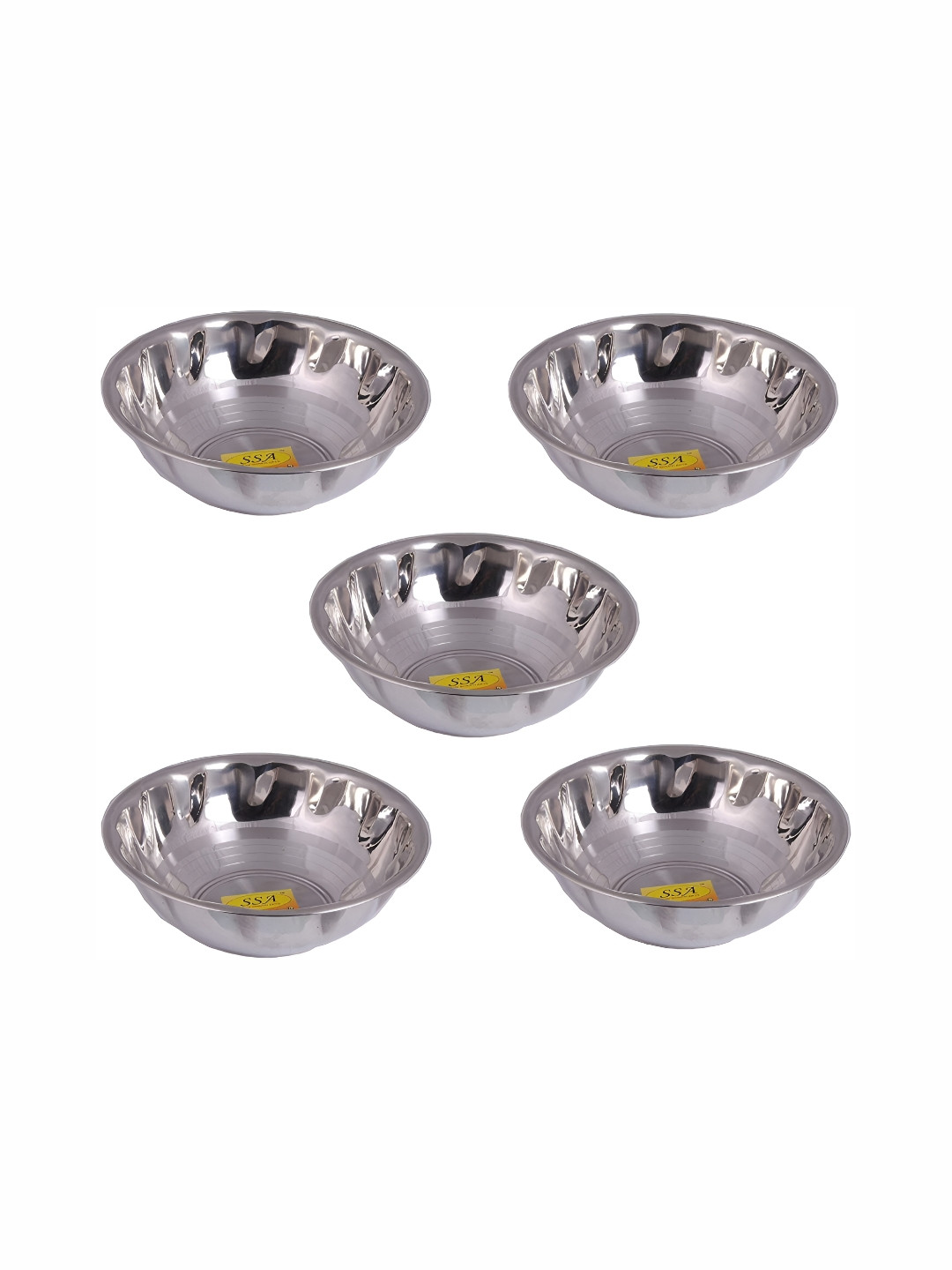 Shivshakti Arts Silver-Toned 5 Pieces Stainless Steel Glossy Bowls
