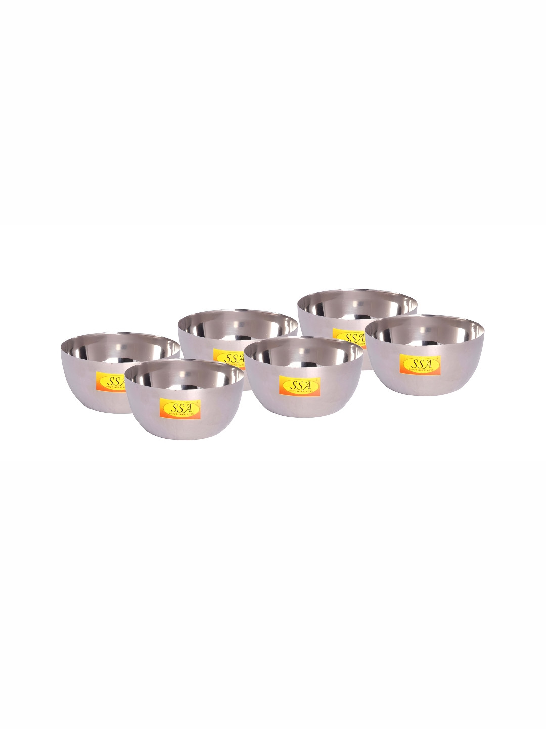 Shivshakti Arts Steel 6 Pieces Stainless Steel Glossy Bowls 400ml Each