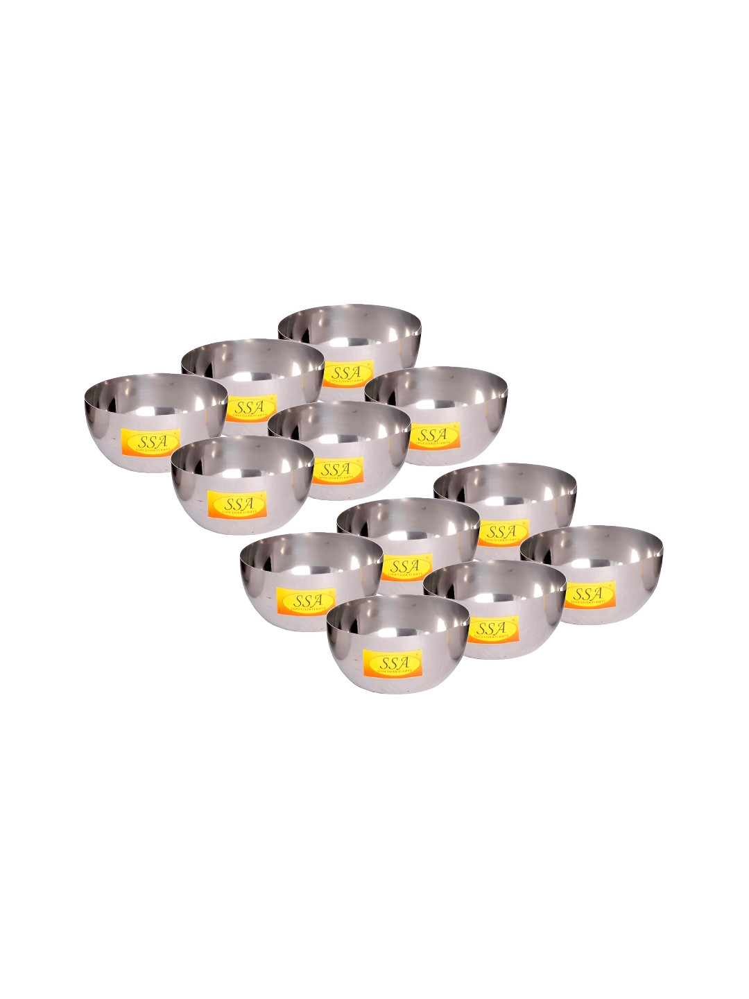 Shivshakti Arts Steel 12 Pieces Stainless Steel Glossy Bowls 200 ml