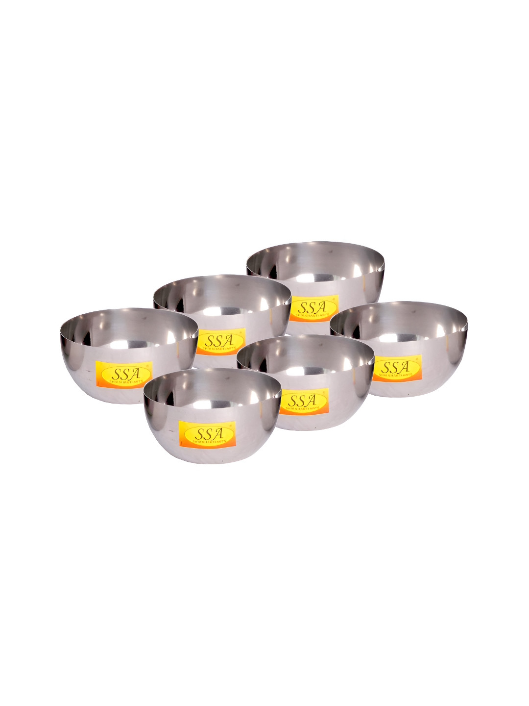 Shivshakti Arts Steel & 6 Pieces Stainless Steel Glossy Bowls