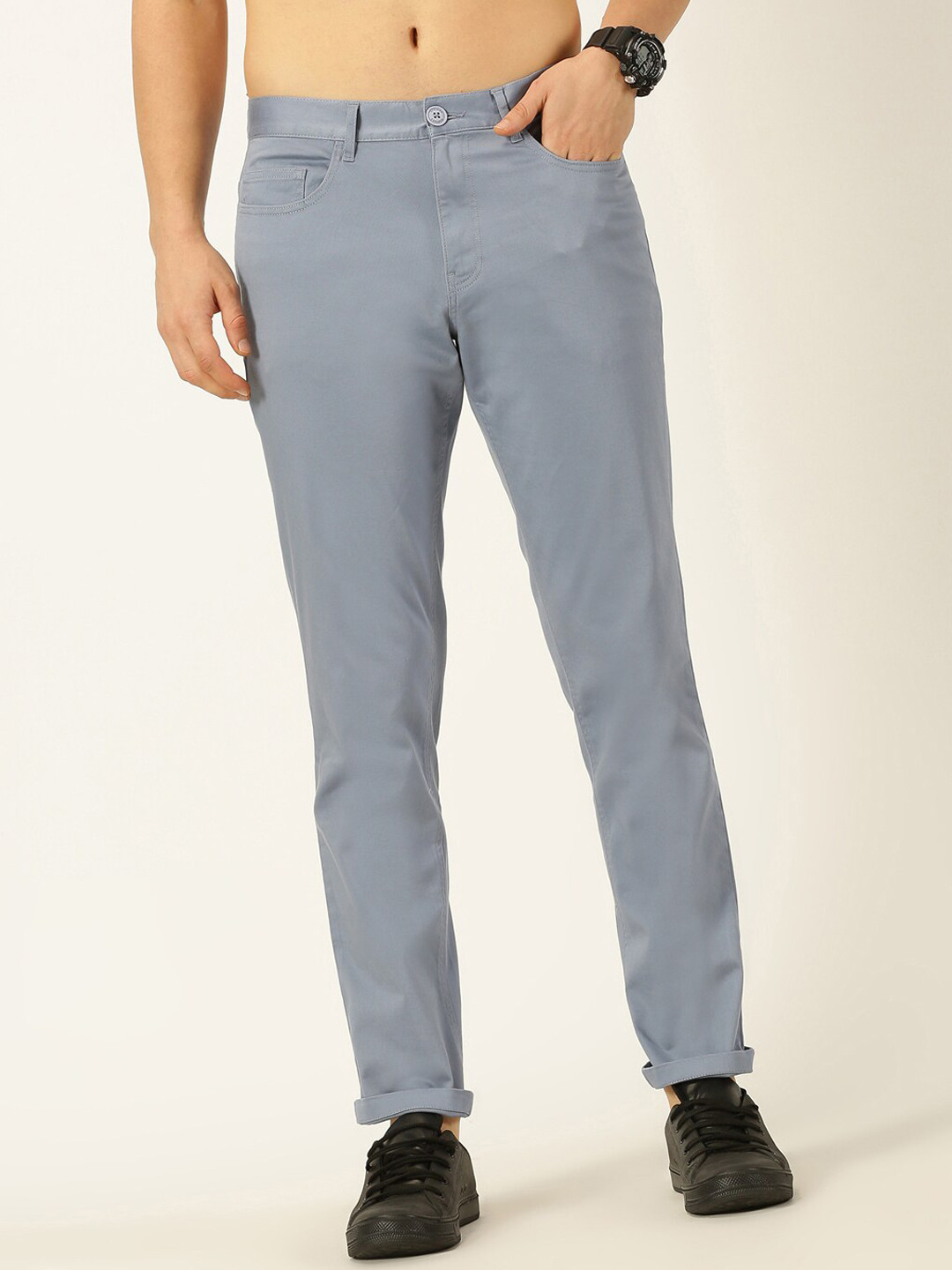 Harvard Men Blue Smart Mid Rise Chinos
