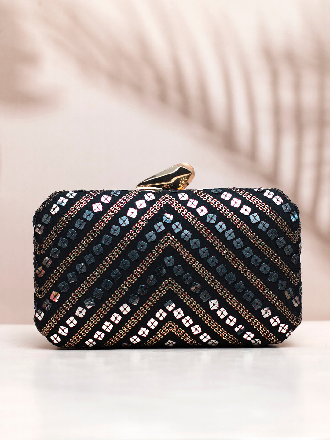 ARTKLIM Sequin Embroidered Box Clutch