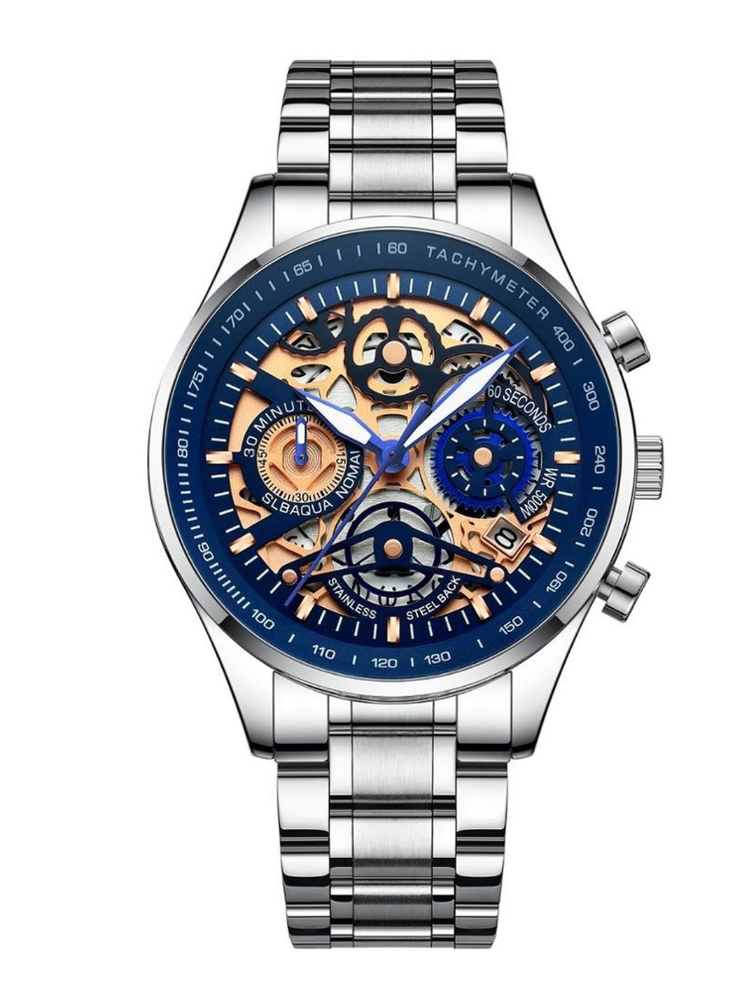 Nibosi Men Dial & Stainless Steel Analogue Watch NB-2385-Silver-Blue