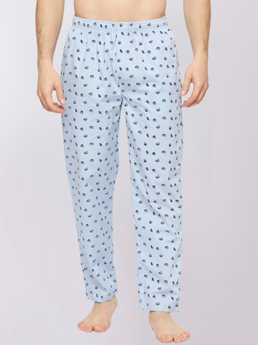 FRENCHIE Men Printed Cotton Mid-Rise Lounge Pant