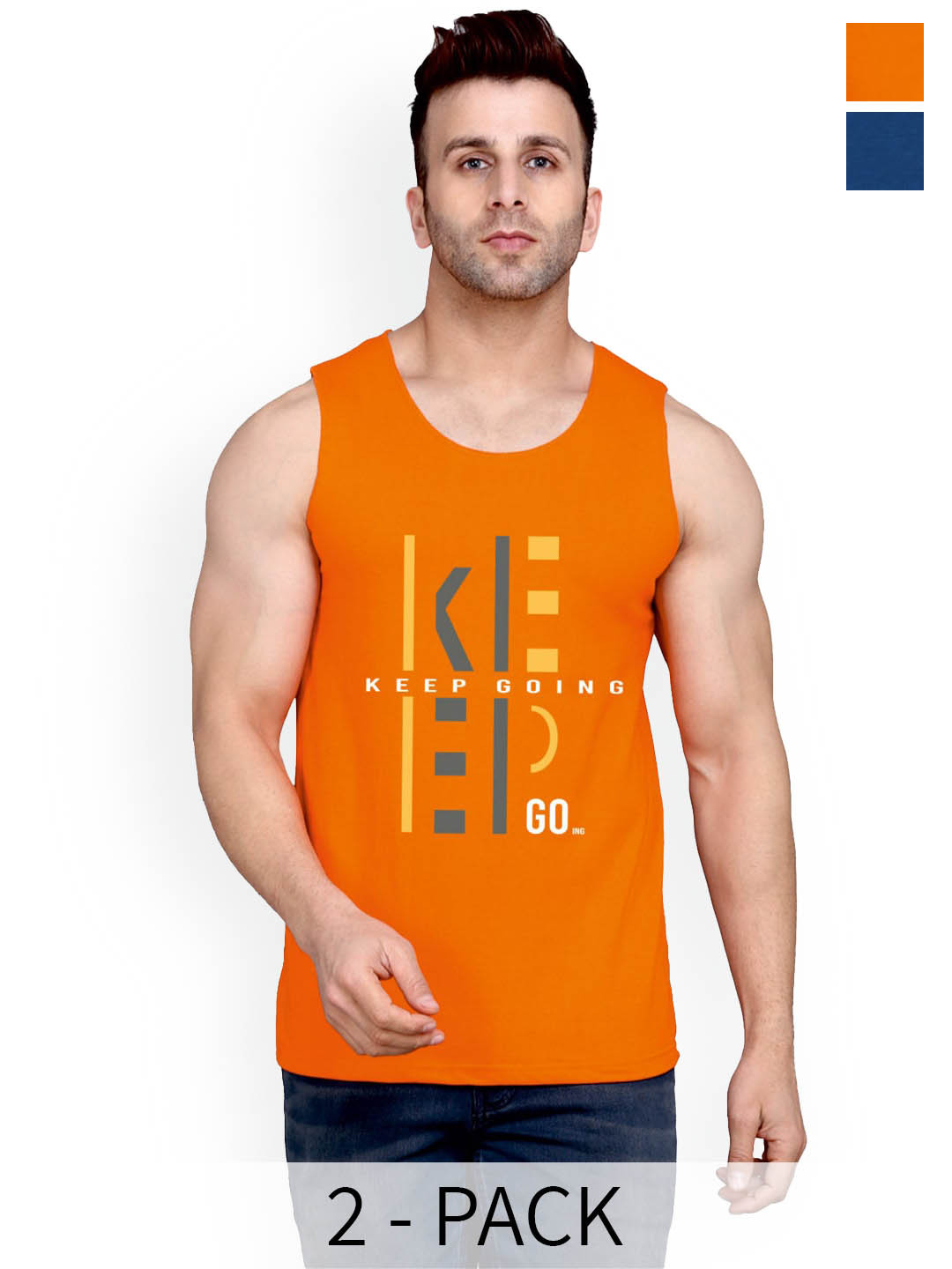 SLOWLORIS Pack Of 2 Innerwear Vest SL26 ( ORANGE KEEP ) ( BLACKPEACOCK FRD )-BLACKPEACOCK