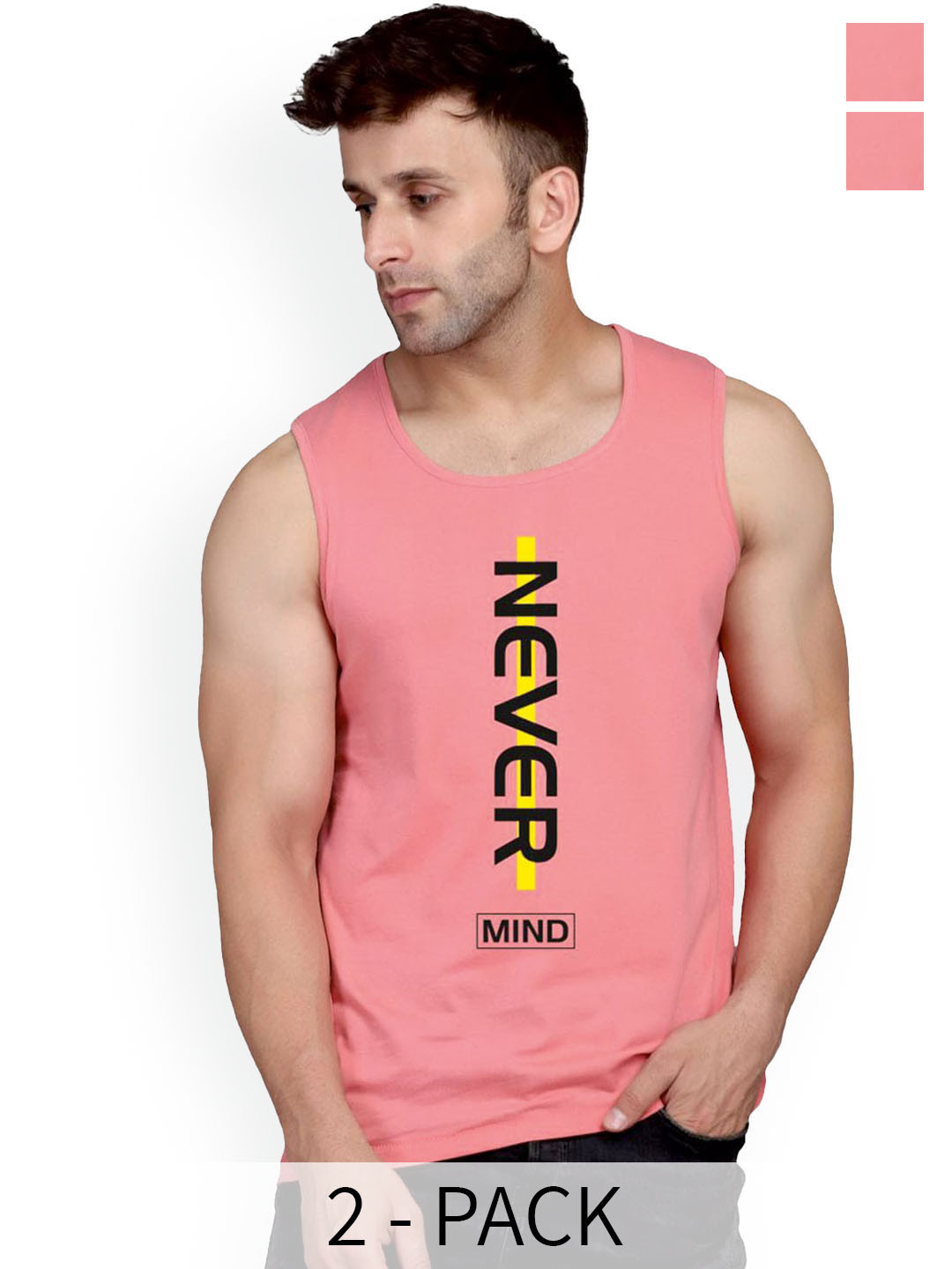 SLOWLORIS Pack Of 2 Cotton Basic Innerwear Vest SL26 ( PEACH KEEP ) ( PEACH NVR )-PEACH