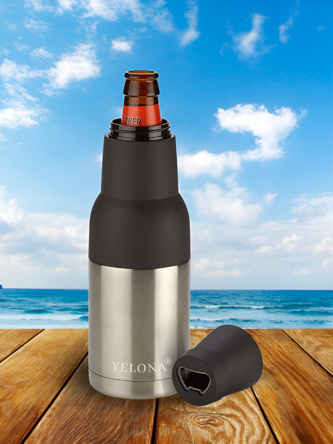 UniKart Silver Toned Stainless Steel Frosty Beer Bottle & Can Chiller