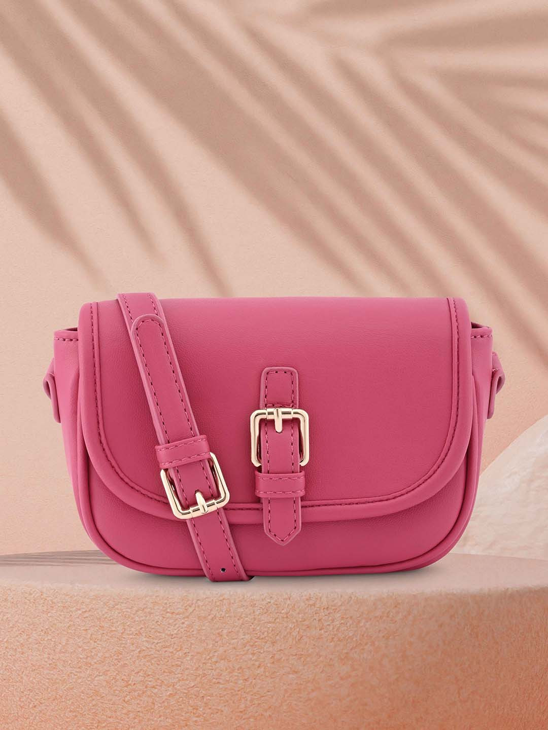 Fastrack Structured Synthetic Leather Sling Bag With Buckle Detail