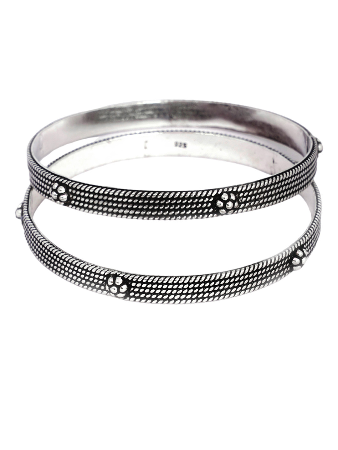 Shyle 925 Sterling Silver Dulari Daana Work Flower Bangles