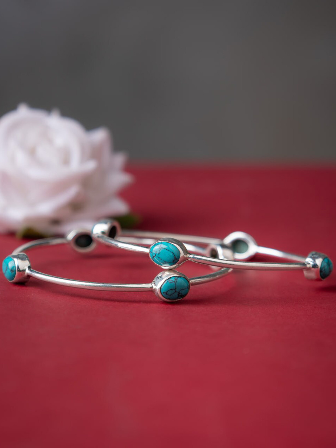Shyle Adya Fine Turquoise Sterling Silver Bangle