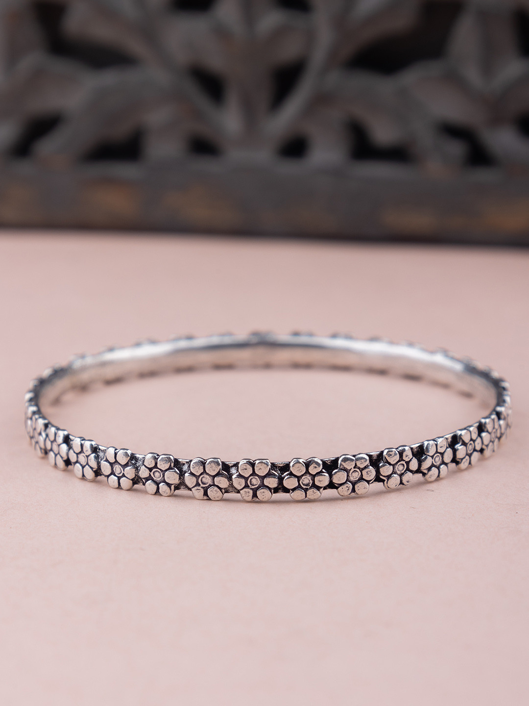 Shyle 925 Sterling Silver Floral Shaped Bangles