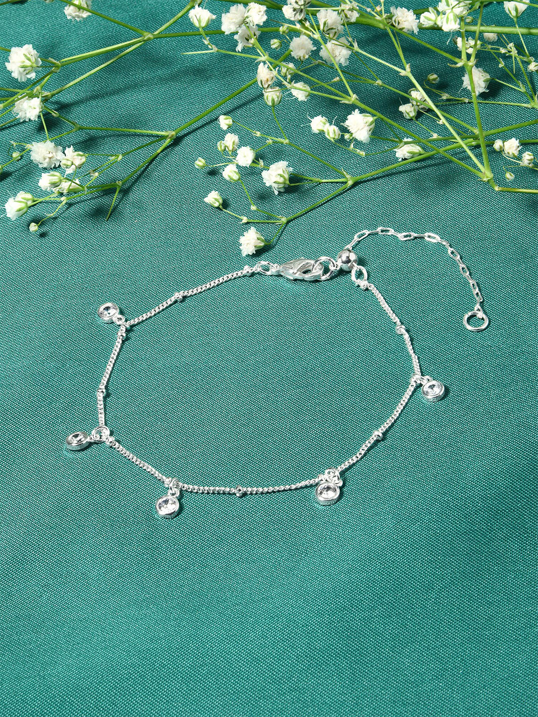 Accessorize London Women Silver Plated Cubic Zirconia Station Bracelet