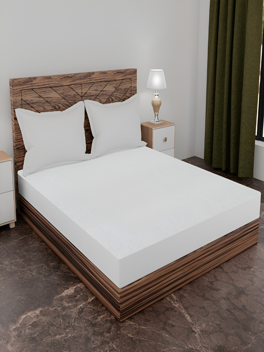 AJISH White Terry Cotton 210 GSM Water Resistant Mattress Protector