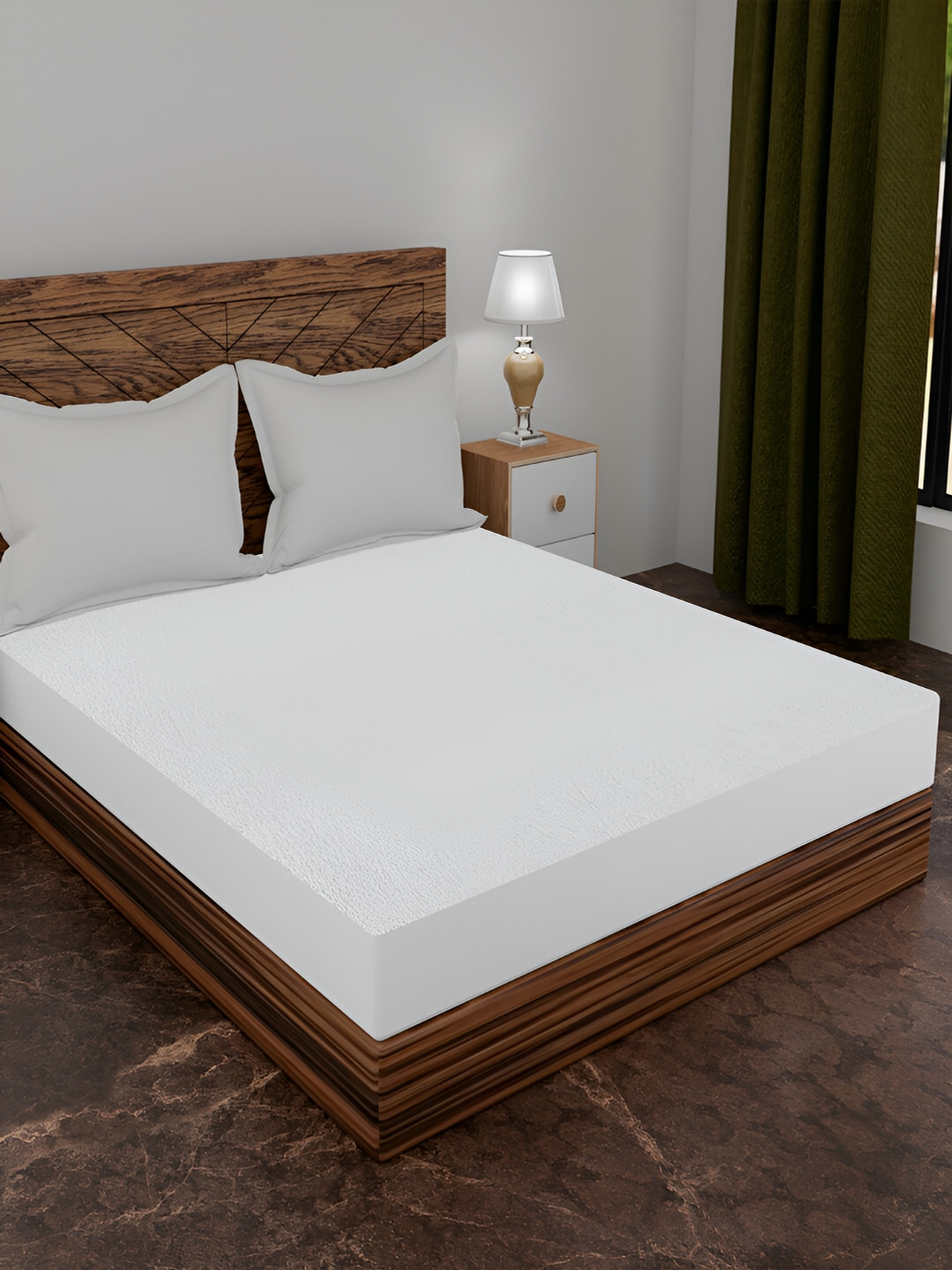 AJISH White Terry Cotton 210 GSM Water Resistant Mattress Protector