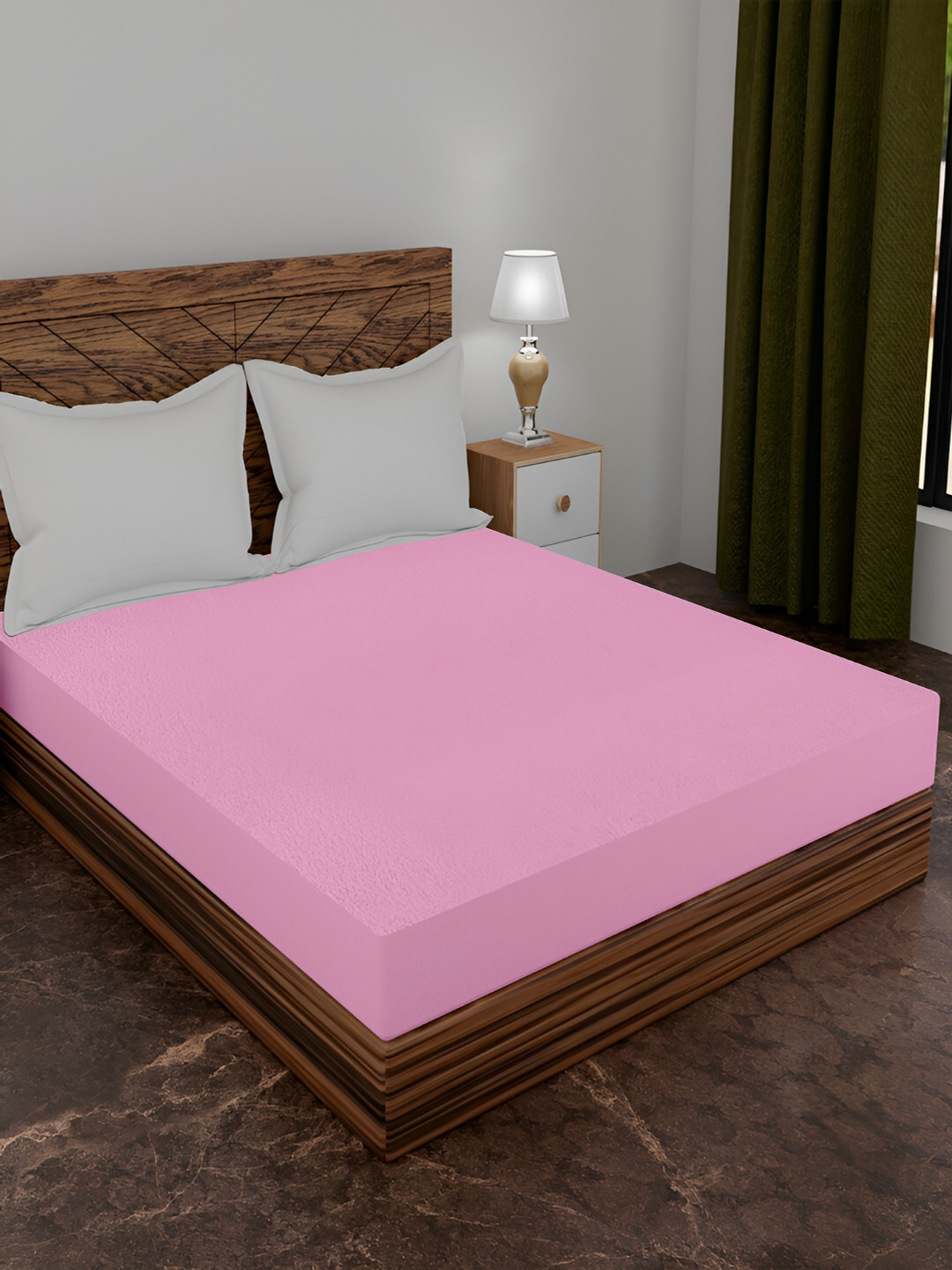 AJISH Pink Terry Cotton 210 GSM Water Resistant Mattress Protector