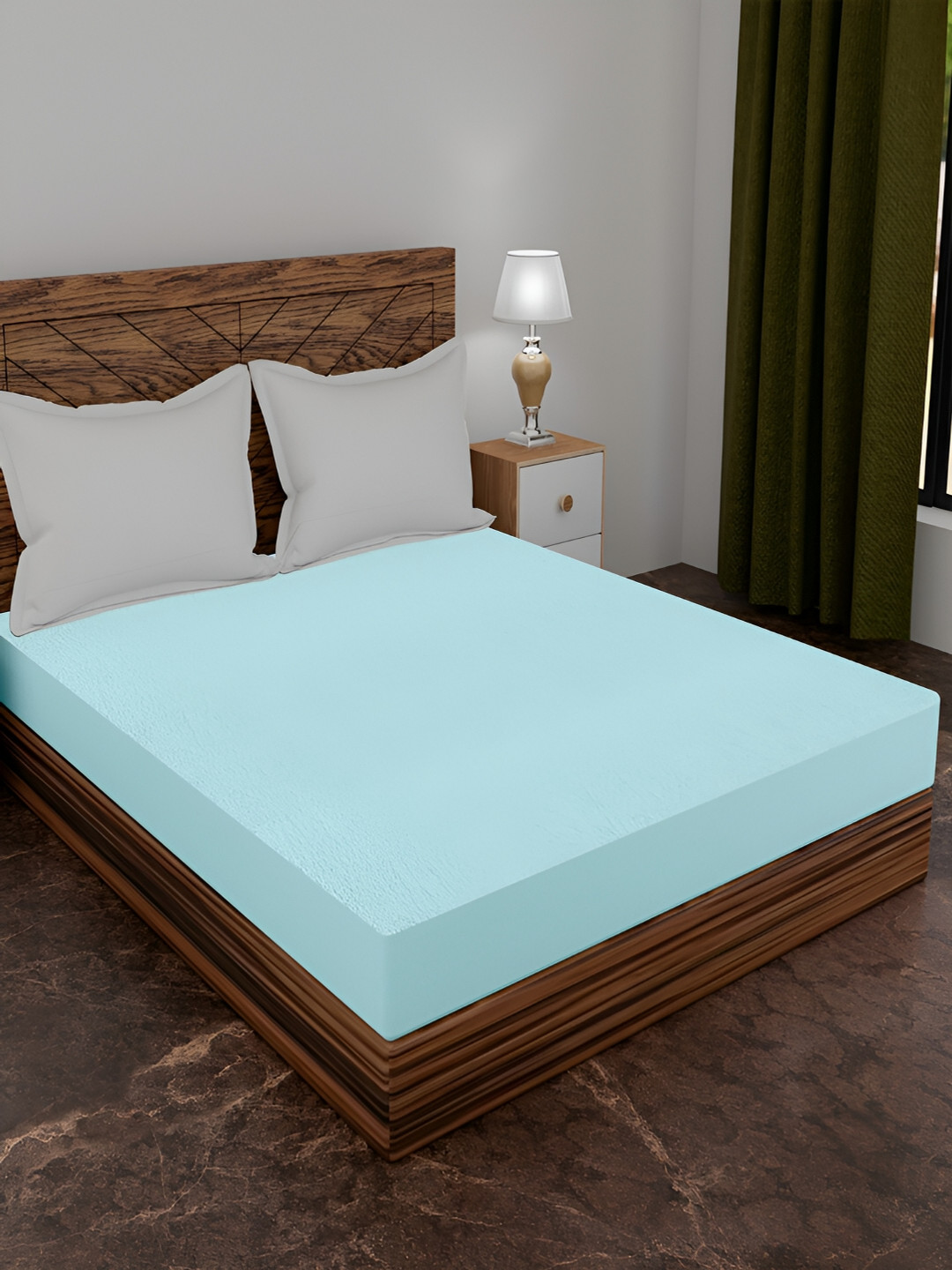AJISH Turquoise Blue Terry Cotton 210 GSM Water Resistant Mattress Protector