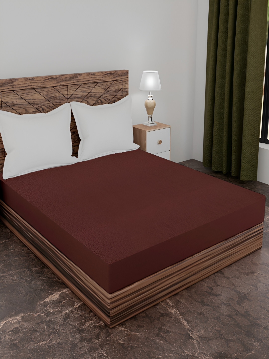 AJISH Brown Terry Cotton 210 GSM Water Resistant Mattress Protector