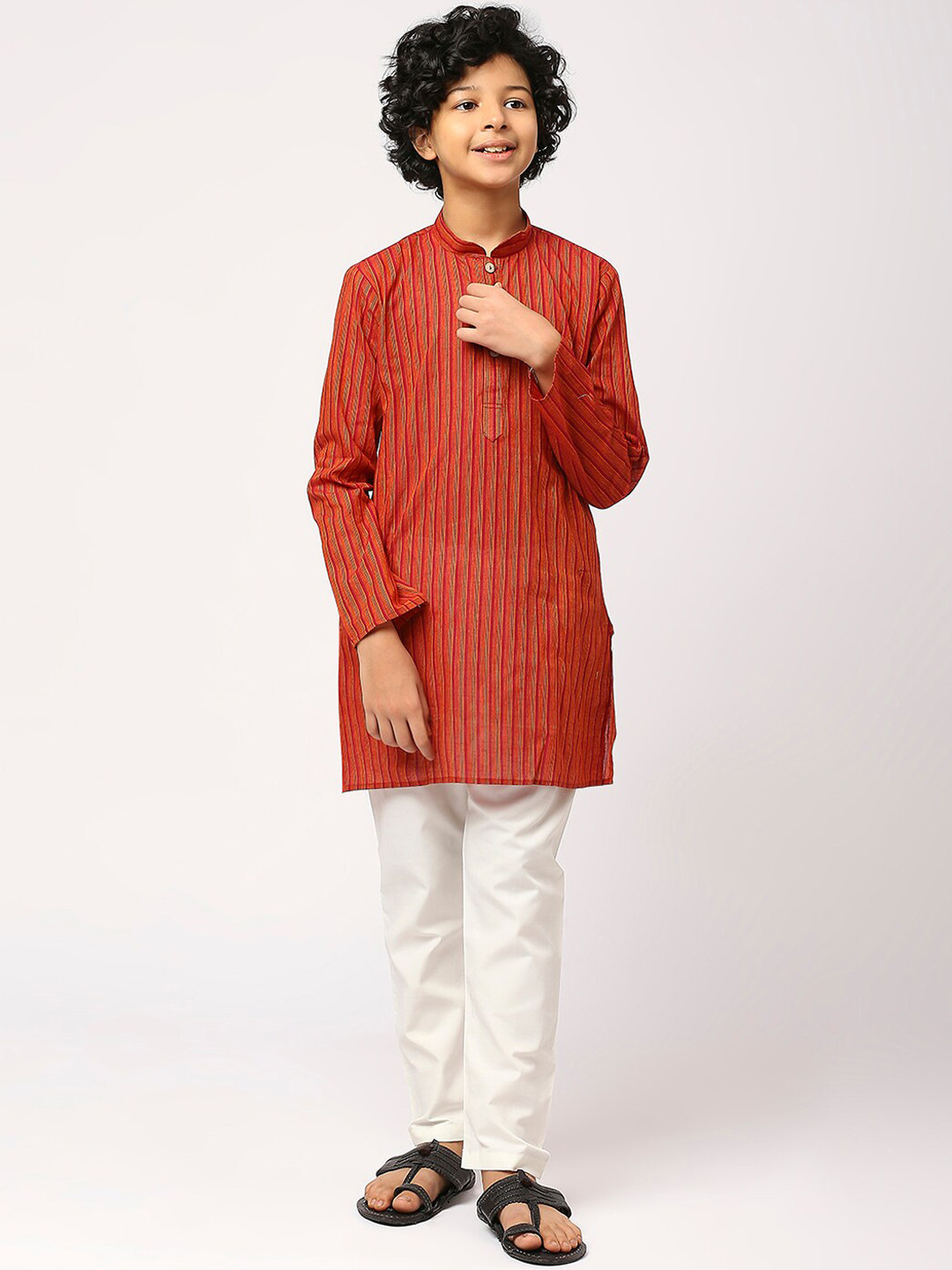 RAJUBHAI HARGOVINDAS Boys Cotton Grandeur & Majestic Artwork Pathani Kurta