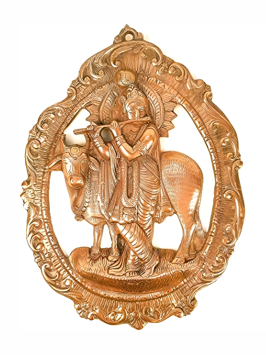 apka mart Krishna Wall Hanging Metal Glossy Pooja Room Spiritual Wall Decor-16.1In