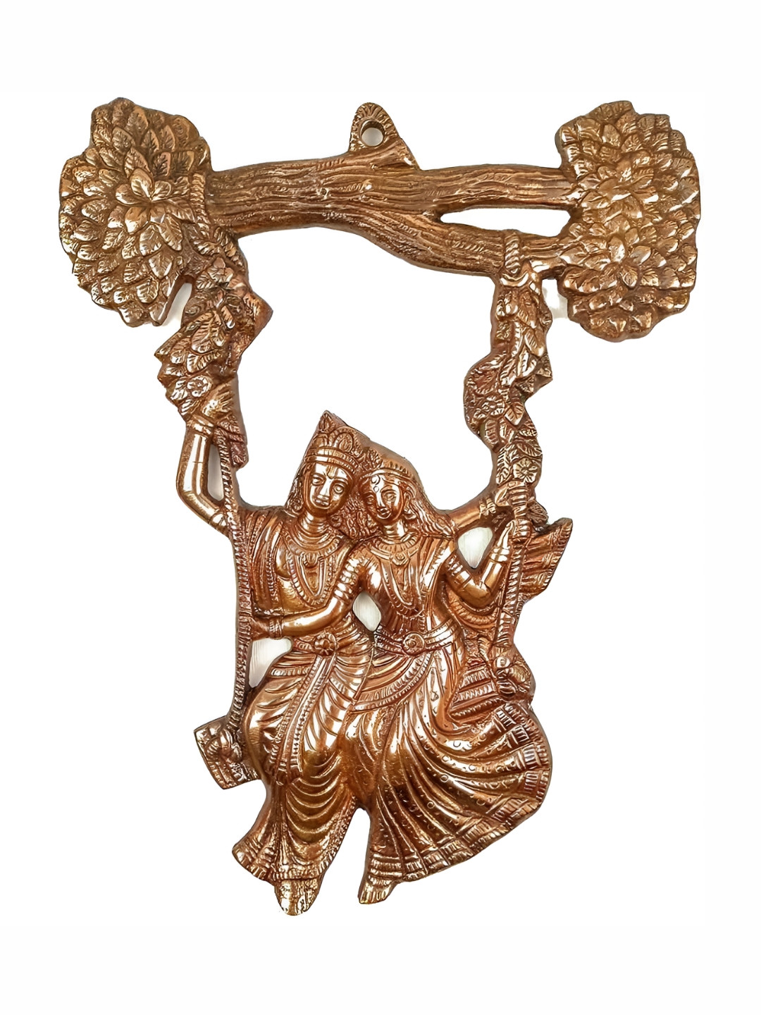 apka mart Radha Krishna Wall Hanging Metal Glossy Pooja Room Spiritual Wall Decor-14.2In