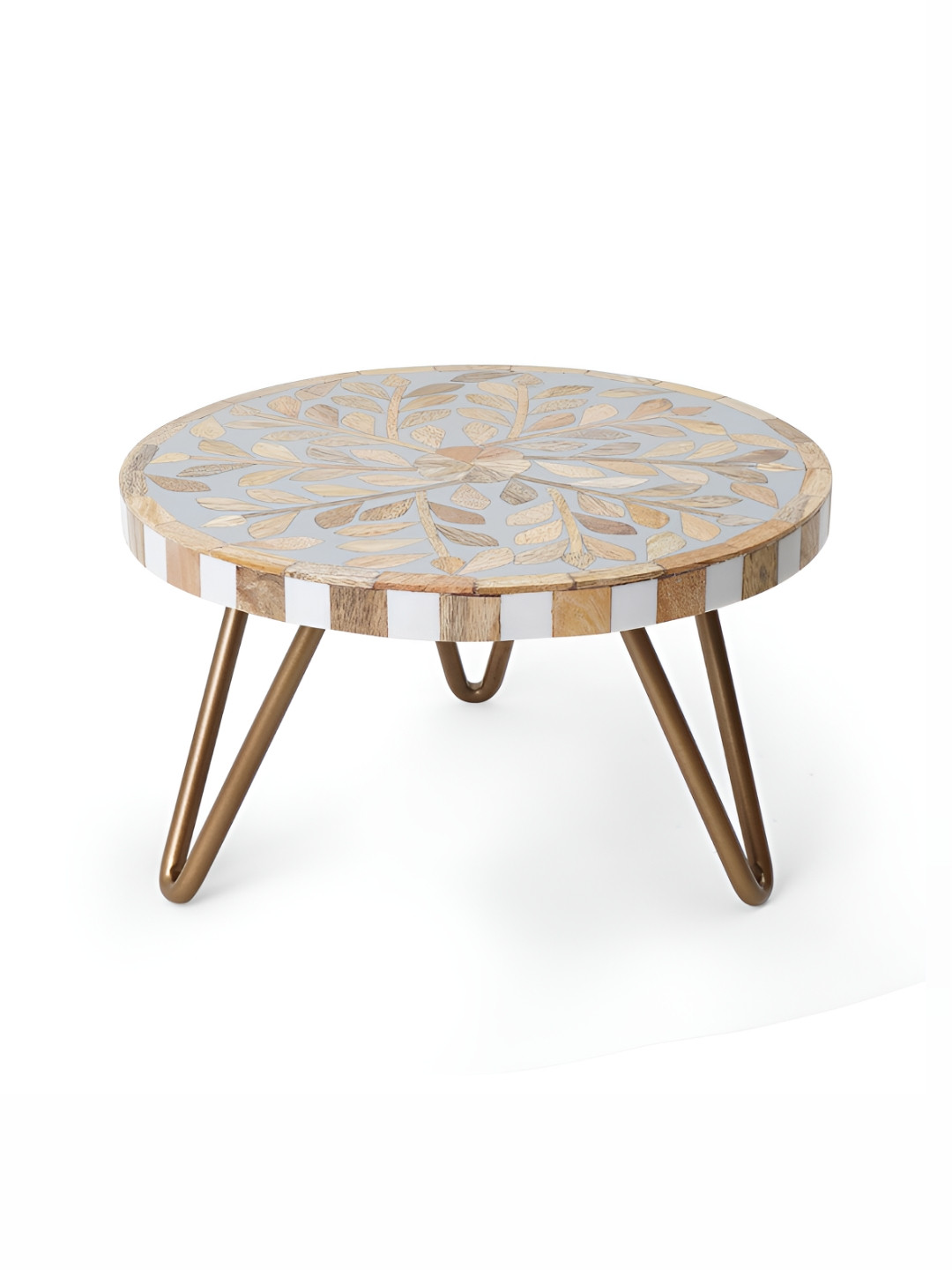 CASA DECOR Brown & White Printed Wooden Easy to Clean Cake Stand