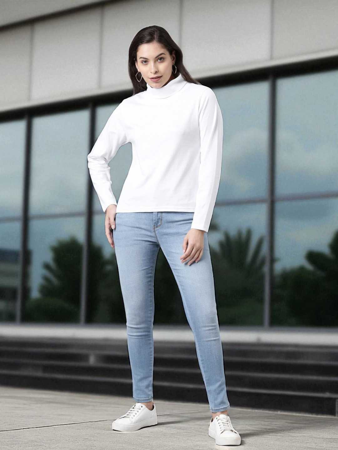 Kryptic Women Solid High Neck T-shirt