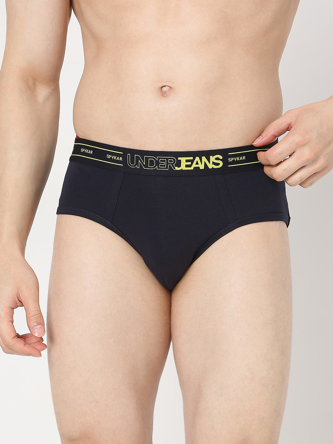 UnderJeans by Spykar Mid-Rise Anti-Microbial Basic Briefs UJNPBS063Navy
