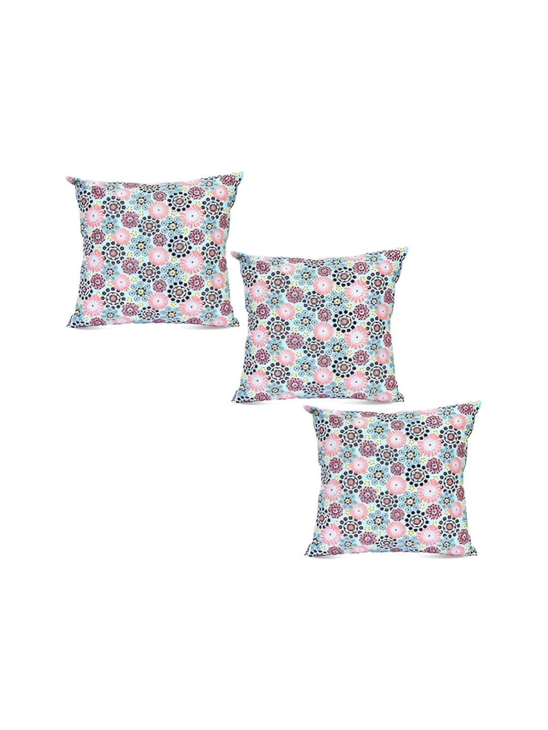 SWITCHON Fluorescent Green Ethnic Motifs Cotton 3 Pcs Square Cushion Covers -16x16In