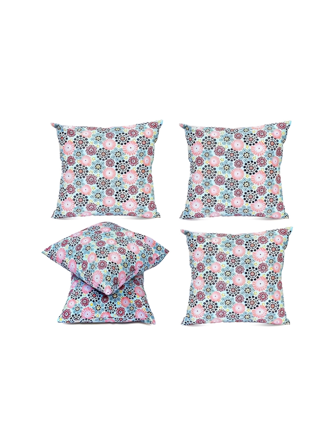 SWITCHON Fluorescent Green & Black 5 Pieces Ethnic Motifs Square Cushion Covers