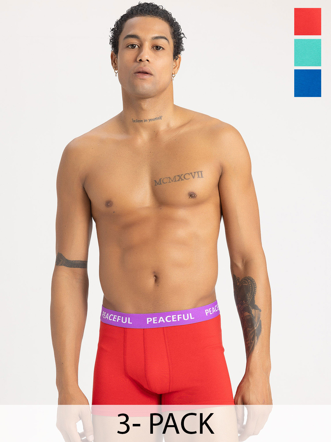 DeFacto Pack Of 3 Typography Printed Trunks- 233888841-GN241