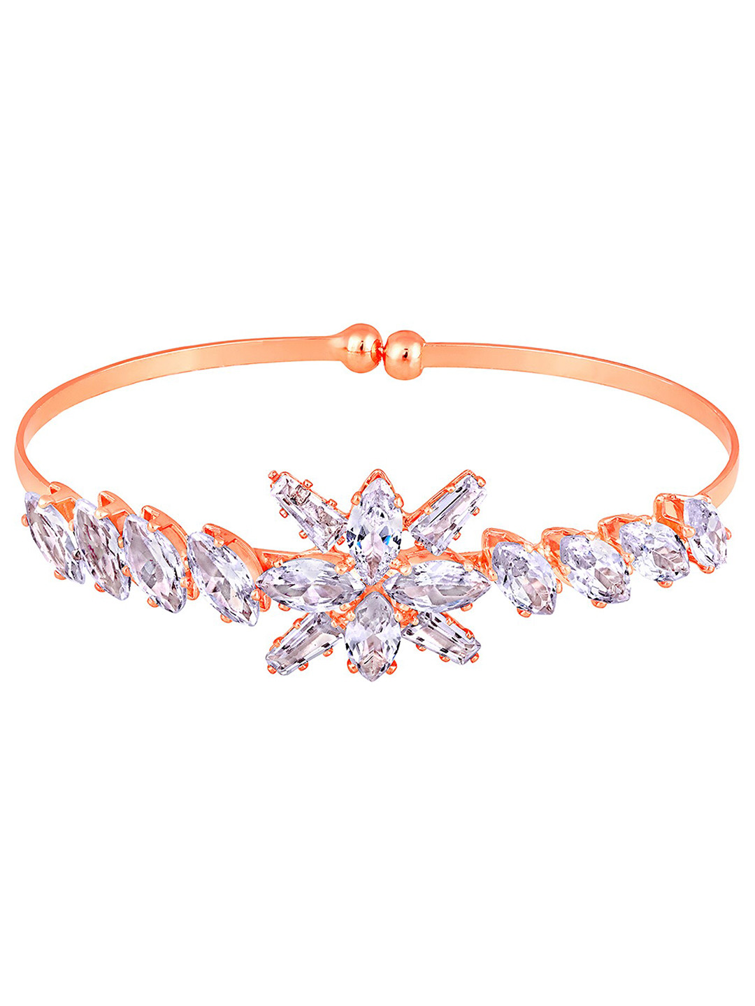 Mahi Rose Gold-Plated Cubic Zirconia Cuff Bracelet
