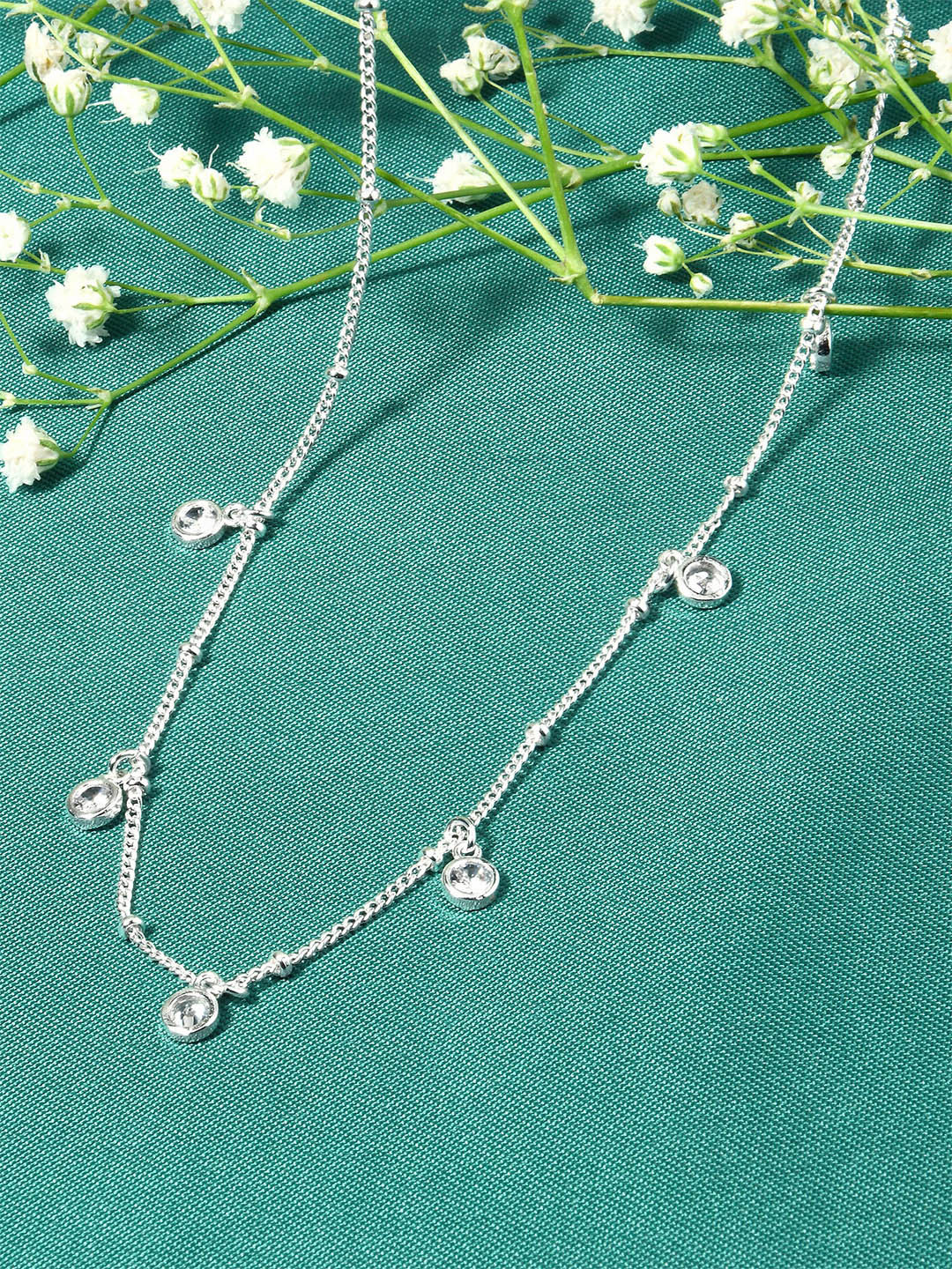 Accessorize London Women Silver Plated Cubic Zirconia Station Necklace