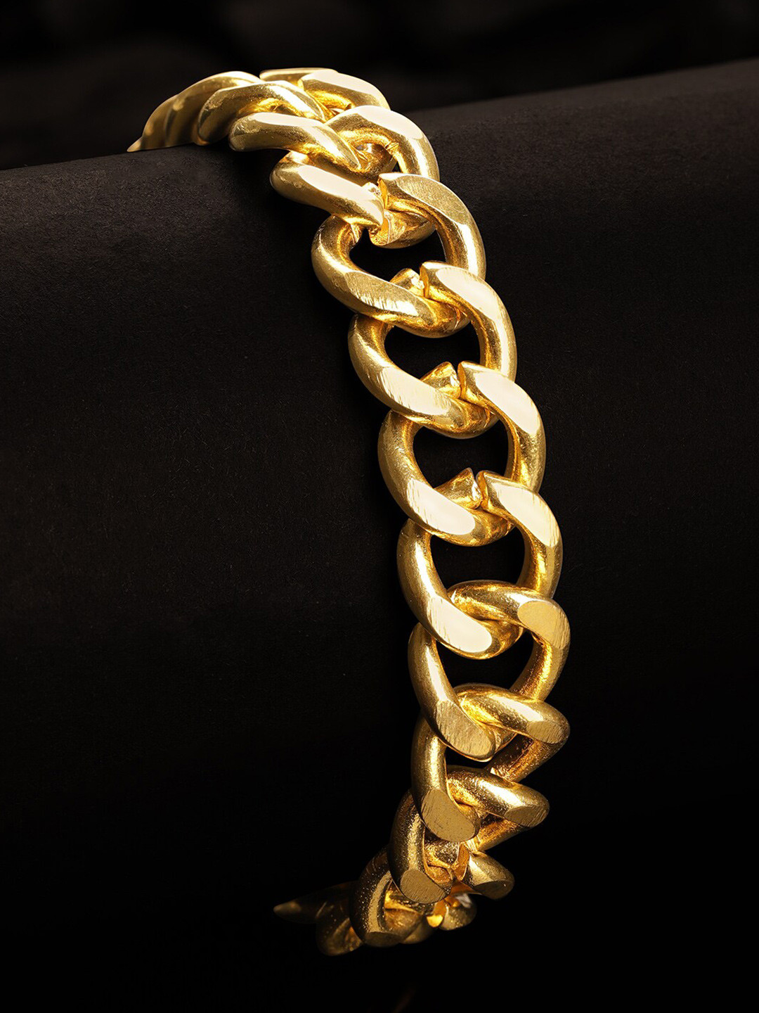 The Roadster Lifestyle Co. Gold Plated Textured Link Chain Bracelet