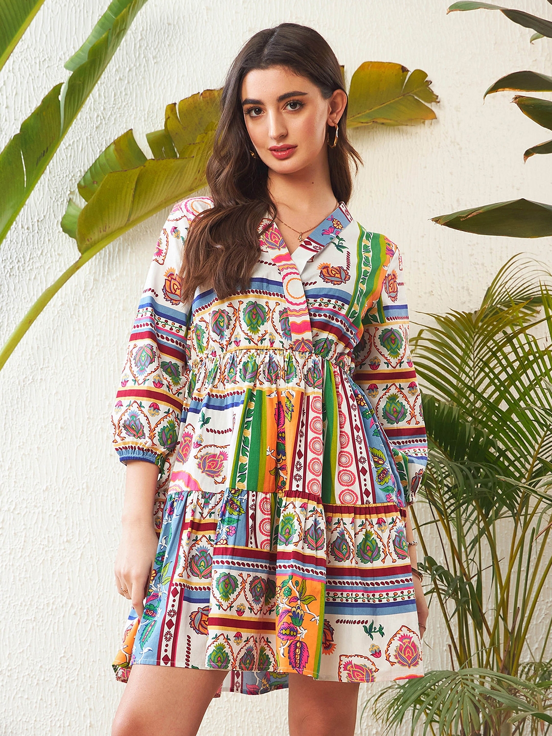 Buy SASSAFRAS Ethnic Motif Printed Pure Cotton Fit and Flare Dress Dresses for Women 27616338 Myntra