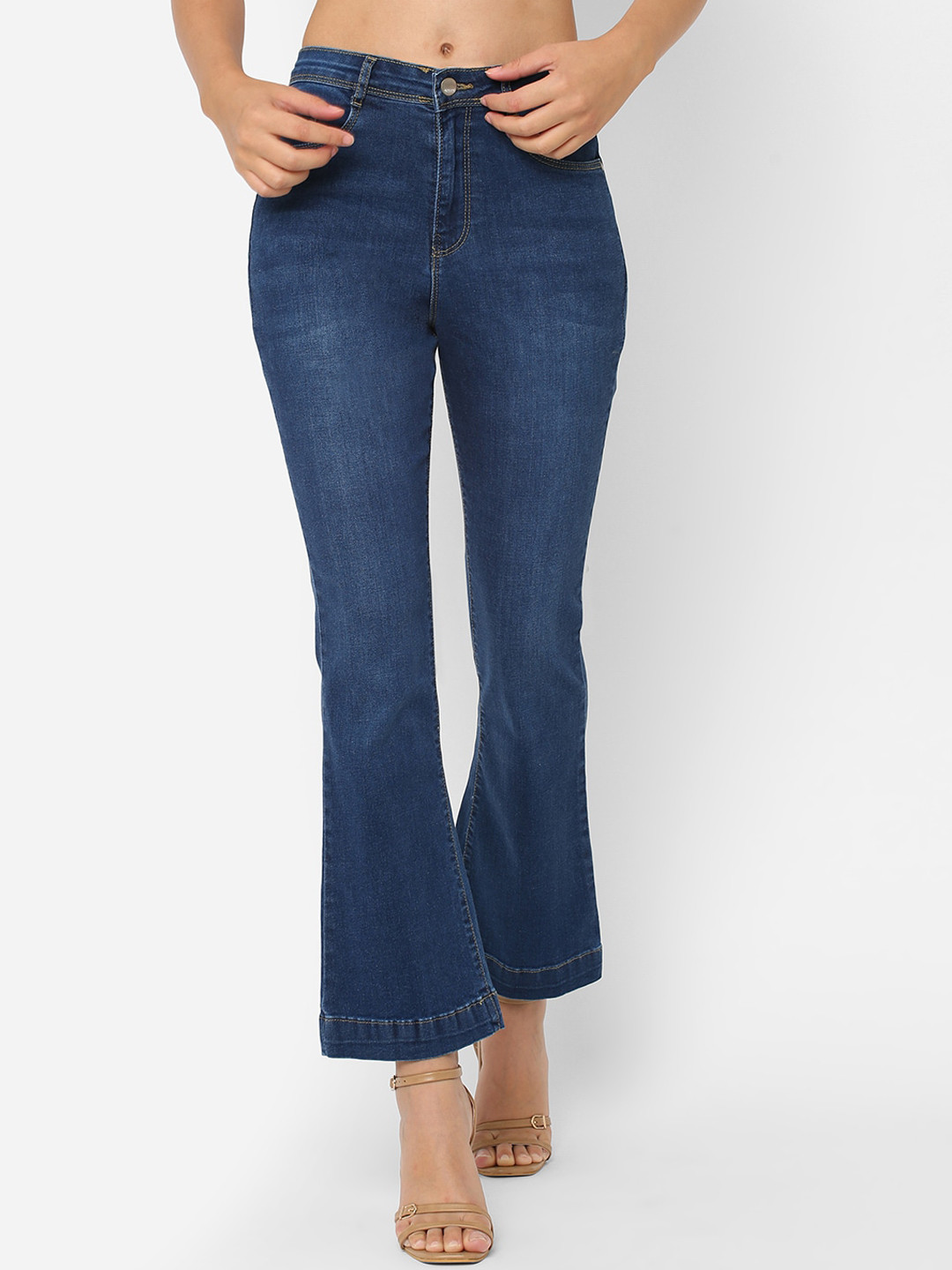 Kraus Jeans Women Mini Flare Skinny Fit High-Rise Light Fade Stretchable Jeans