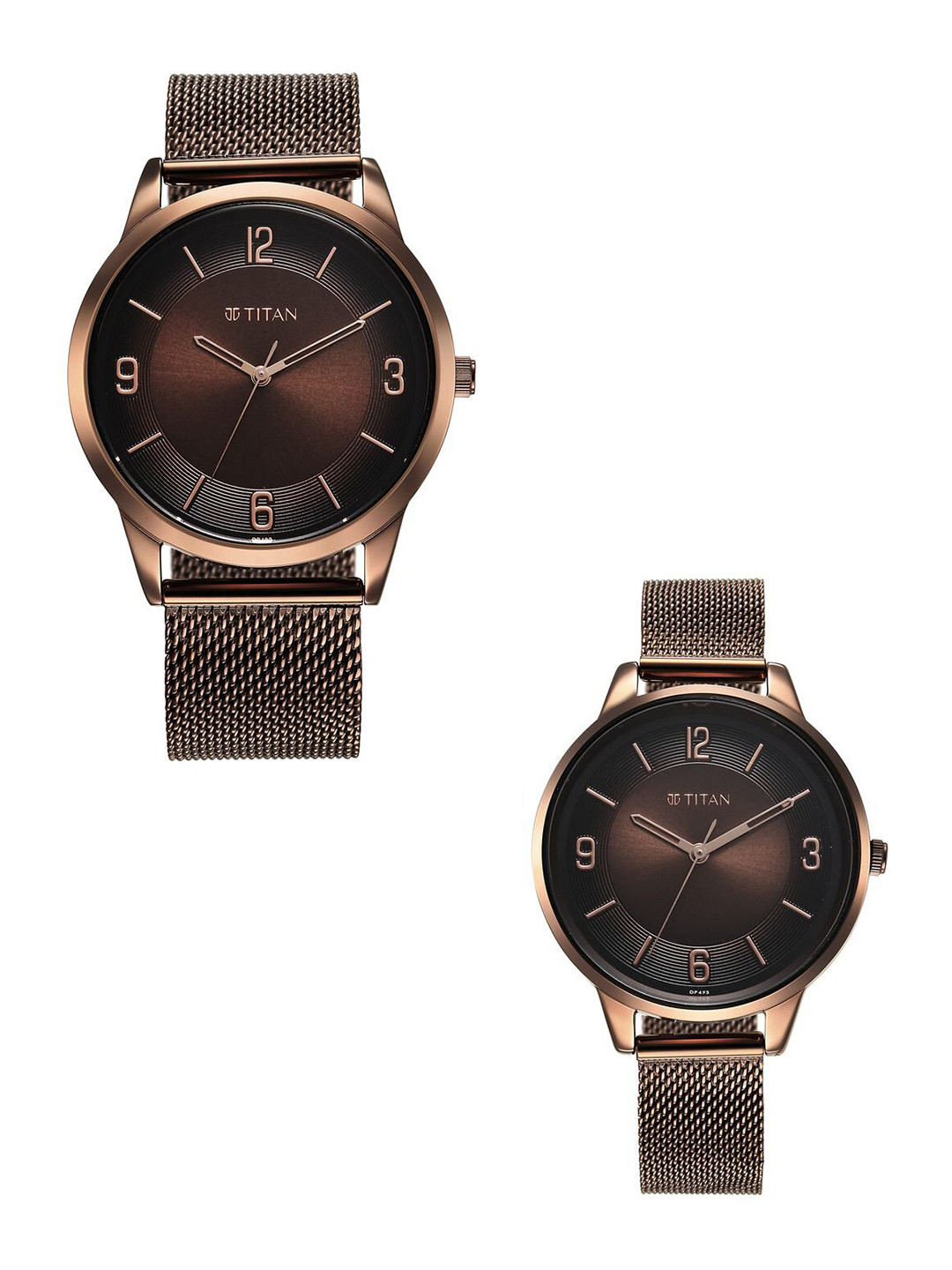 Titan Unisex Stainless Steel Bracelet Style Straps Analogue Couple Watch 18062648QM01P