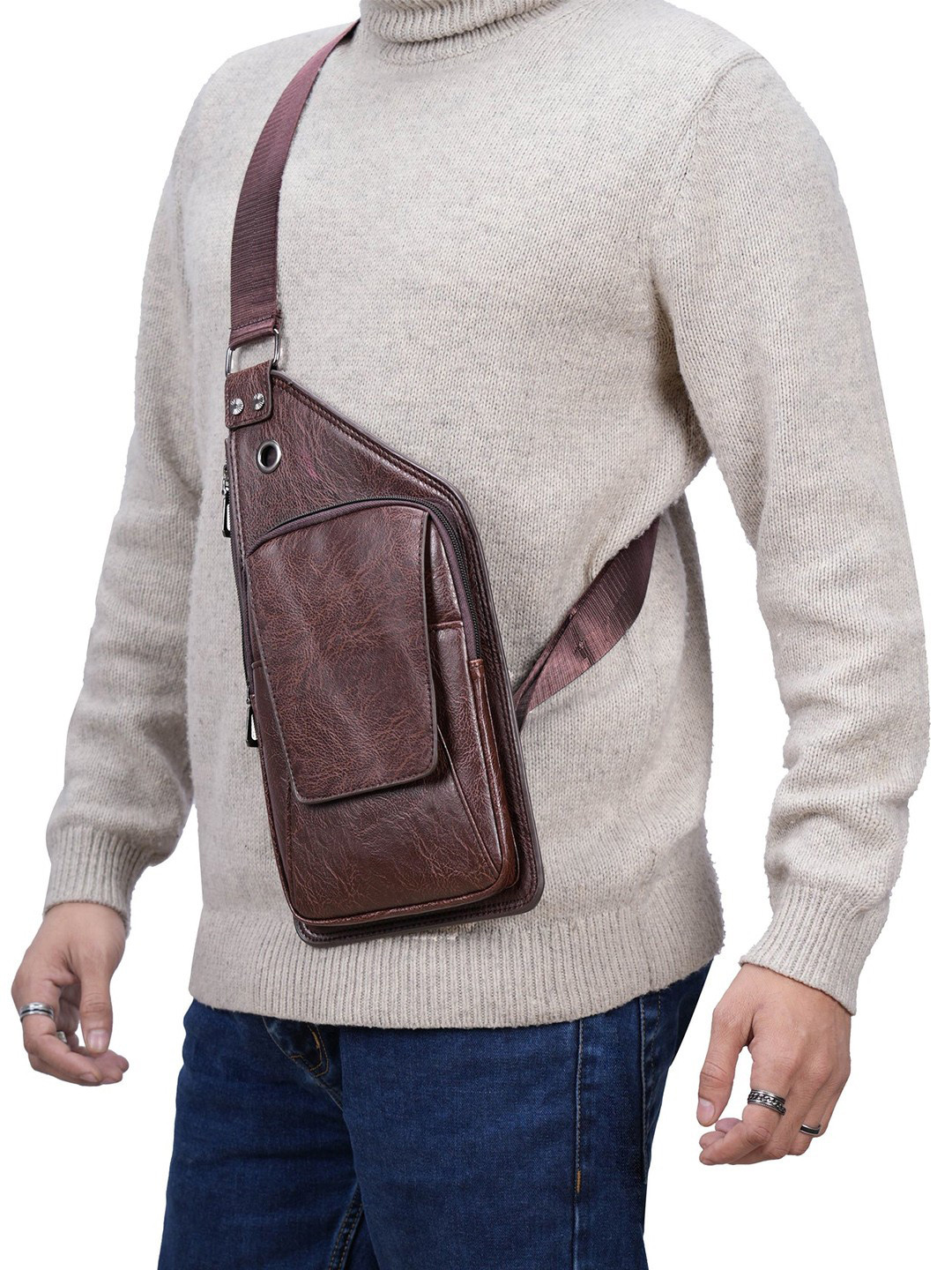 INKMILAN Unisex Leather Crossbody Waist Pouch