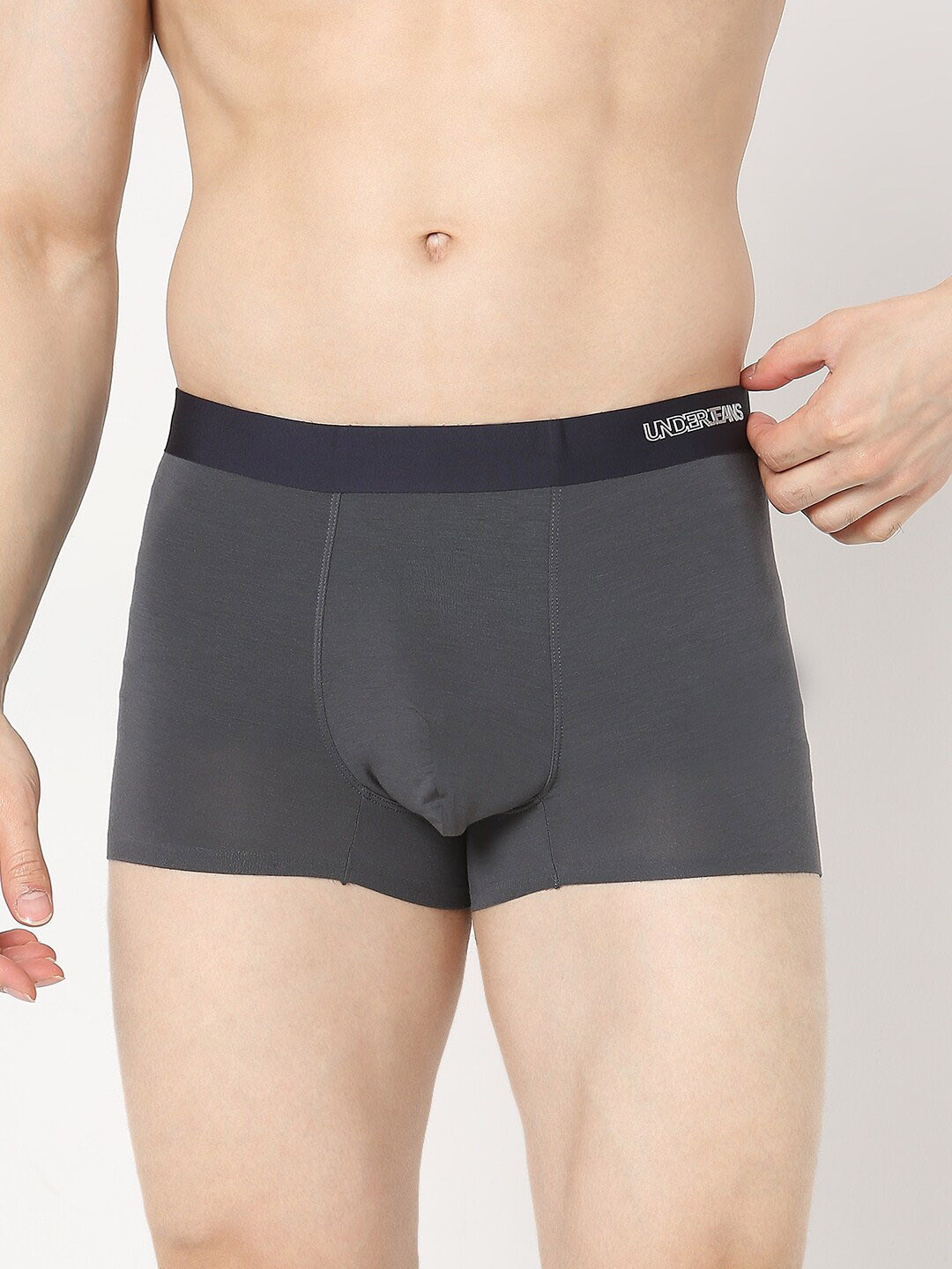 UnderJeans by Spykar Super Premium Bonded Elastic Short Trunk UJNPTSI100DKGREY